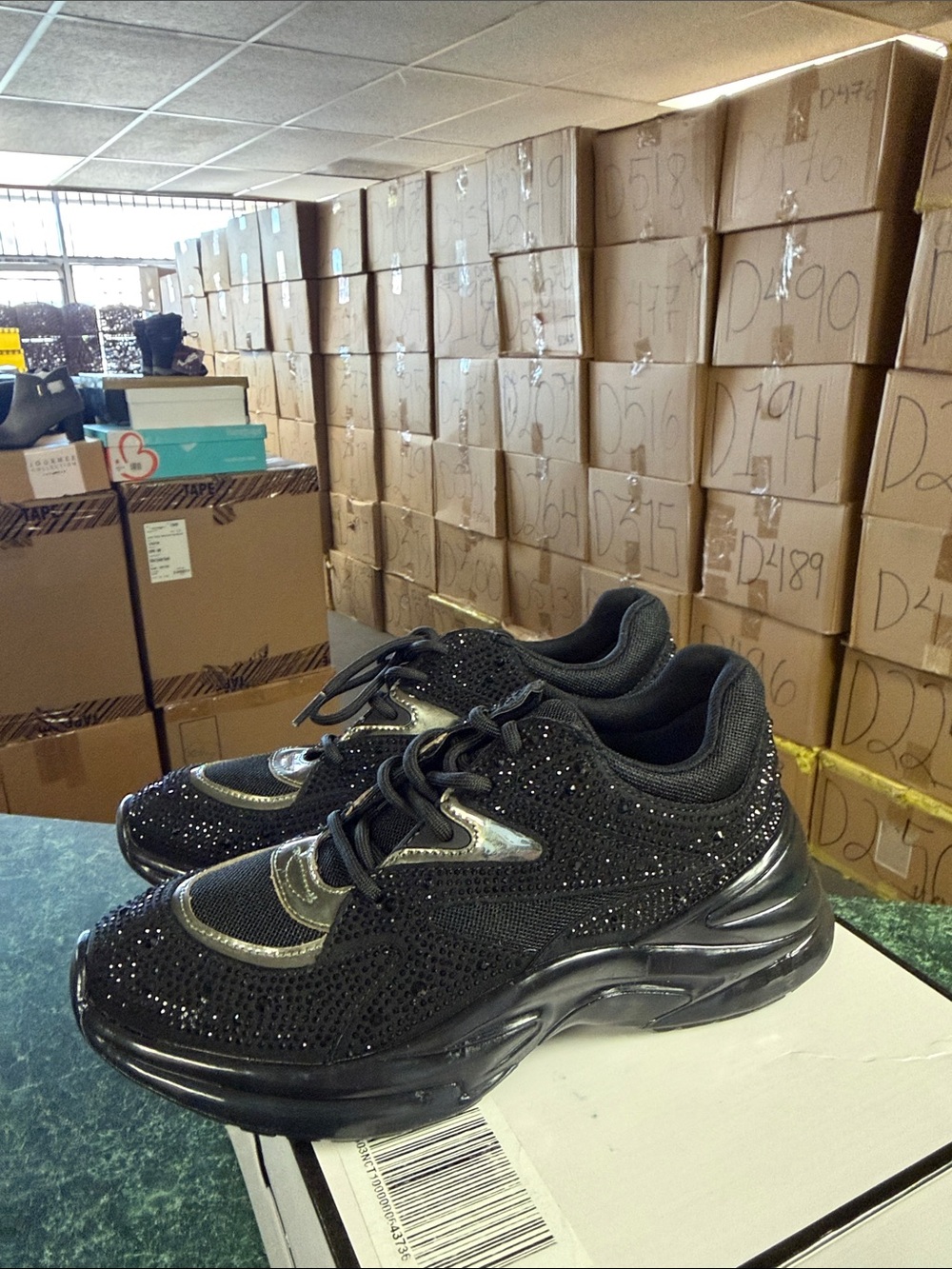 Guess Black Rhinestone Lace-Up Sneakers - Picture 4 of 5